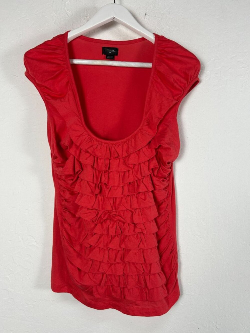 Anthropologie Deletta Womens Red Ruffle Scoop Neck Sleeveless Top Large NWOT